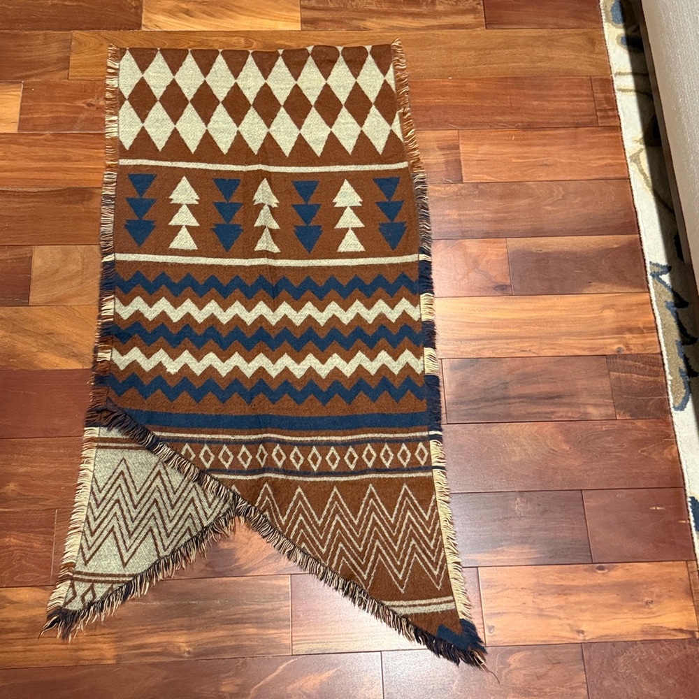 Zara Oversized Fringe Scarf Bohemian Blanket Shawl Abstract Rhombus Geometric